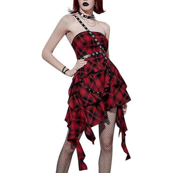 Amazon.com: XCJIKUKE Women Gothic Harajuku Mini Dress Mall Goth